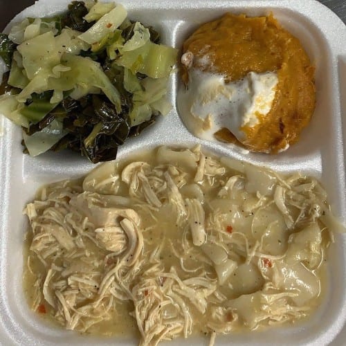 Chicken & Dumplings Combo with 2 Sides.